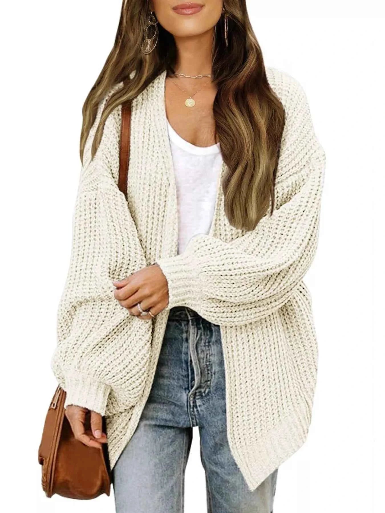 Oversized Chunky Knit Open Front Cardigan Beige f7d85e8eb8e14f73bb3c566885cfff3d-Max-Origin