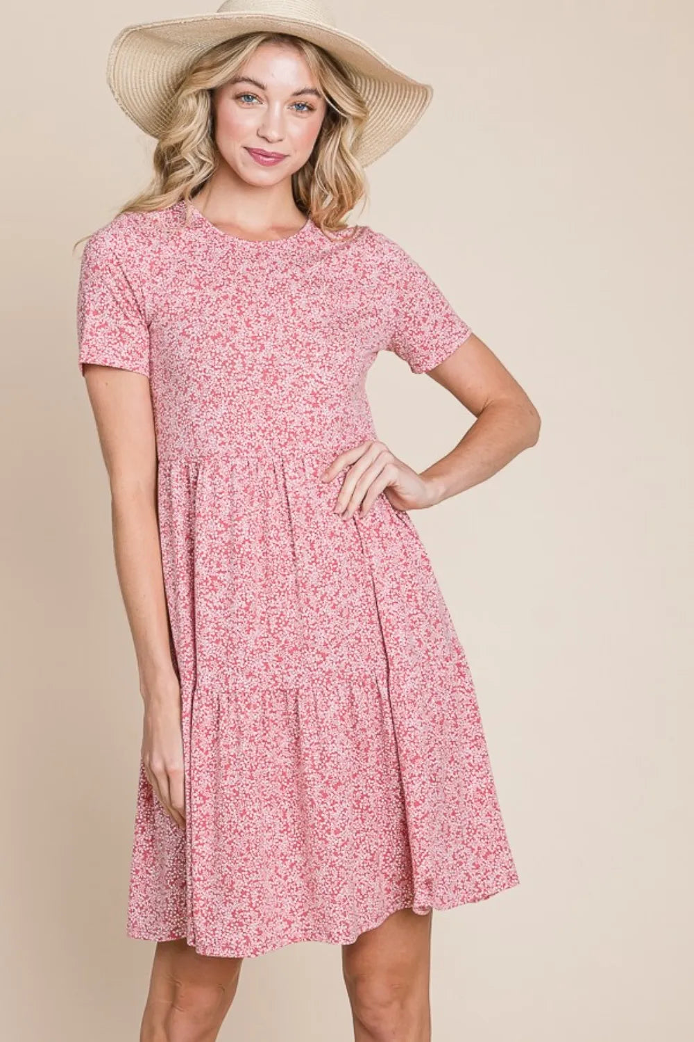BOMBOM Printed Short Sleeve Mini Dress f7d879fc-b0da-4315-821a-f638eacf1924-Max