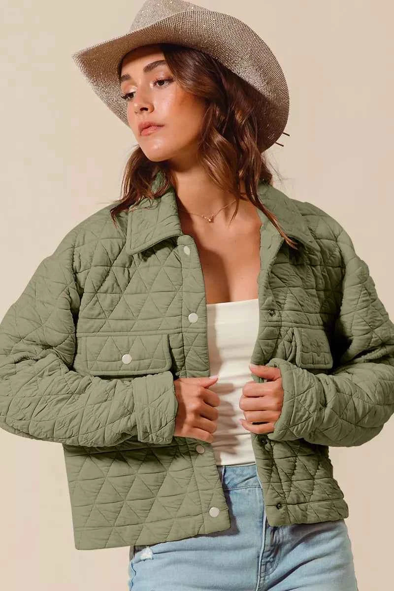 SO ME Triangle Quilting Stitch Button Up Knit Jacket LT OLIVE f7d941bc4c7a43aeb73742cf7f014b23-Max-Origin