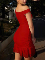 Ruffled Single Shoulder Mini Dress f7db80b1-20d8-4488-b1d9-444ff06ad8c9-Max-Origin