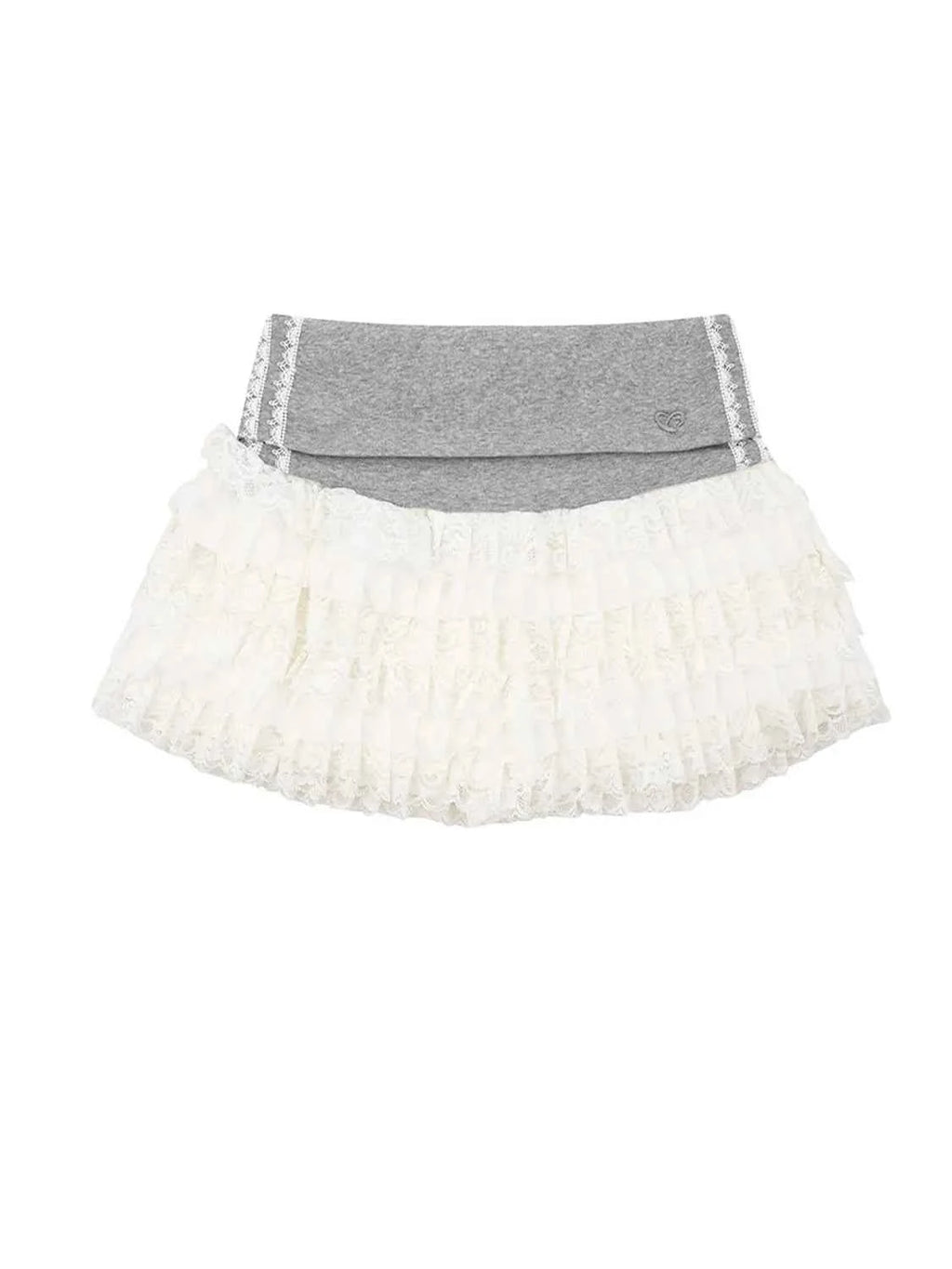 Layered Tulle Mini Skirt with Contrast Waistband Light Gray f7db97d3-1aba-42da-88d8-85f7154e2b6a-Max-Origin