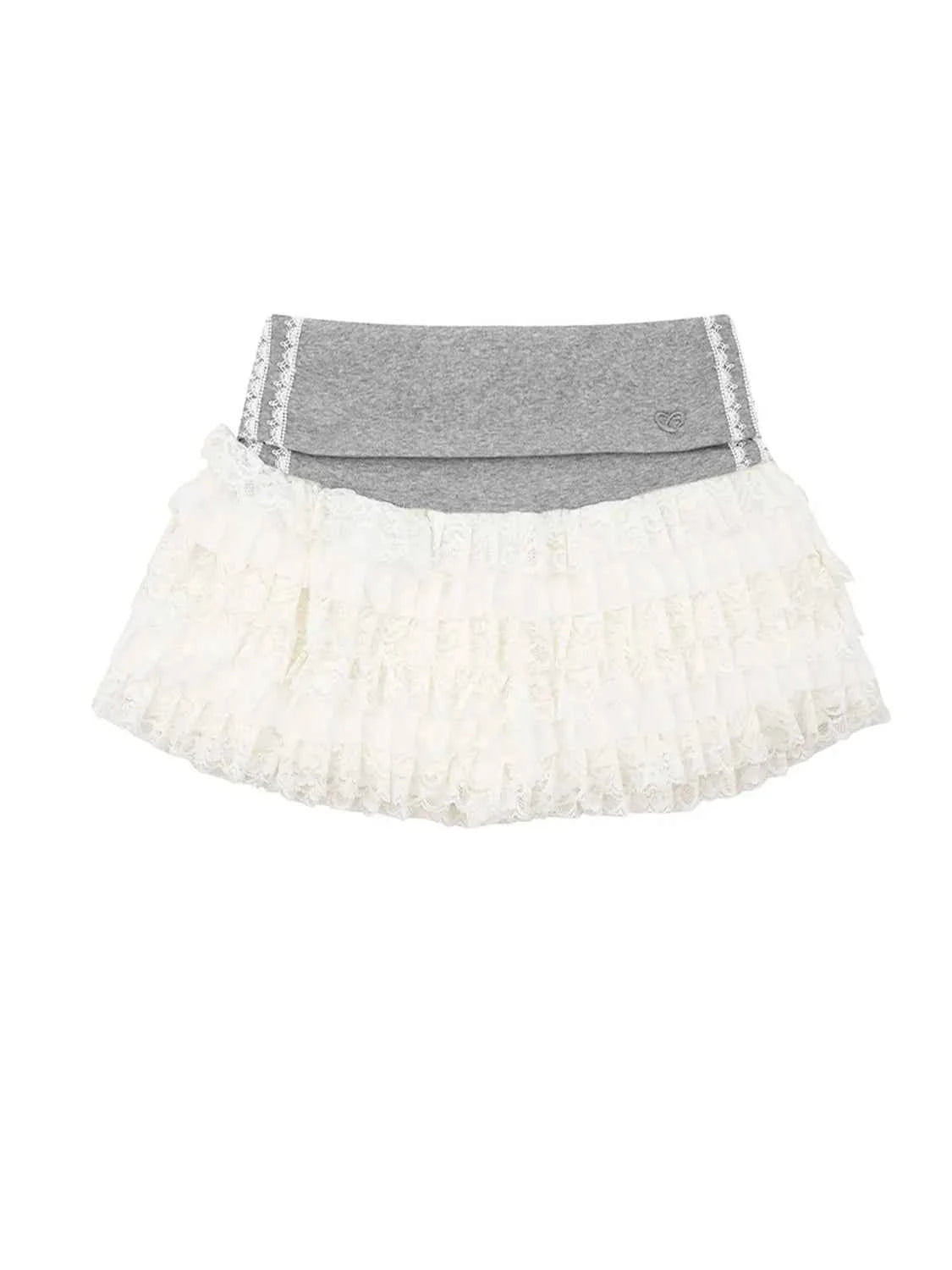 Layered Tulle Mini Skirt with Contrast Waistband Light Gray f7db97d3-1aba-42da-88d8-85f7154e2b6a-Max-Origin
