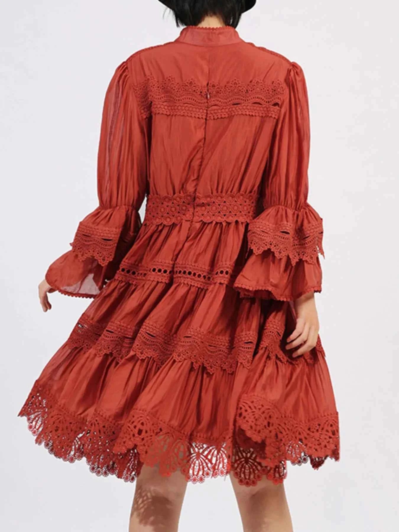 Ruffle Lace Trim Long Sleeve Dress f7ed409a-ba9e-4dba-b497-dd3f6456d4fa-Max-Origin