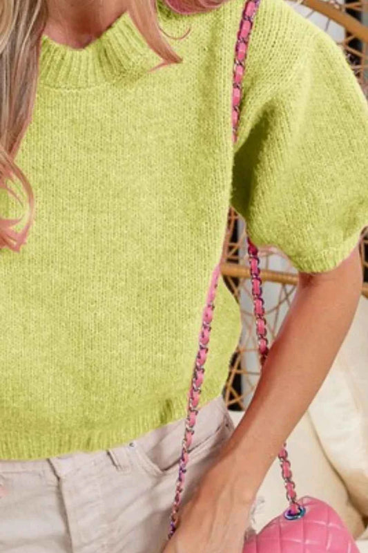 Short Puff Sleeve Knit Pullover Sweater f7f56686-0eab-457b-b0a2-196e5e9d91df-Max-Origin