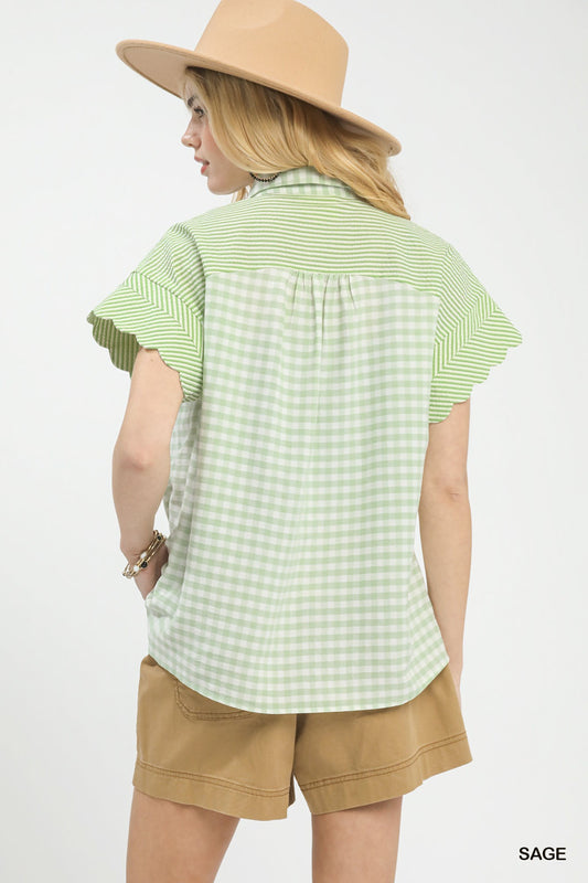 Mixed Gingham Short Sleeve Shirt f7f9f799-f789-4095-af70-6a5f9aa8244c-Max