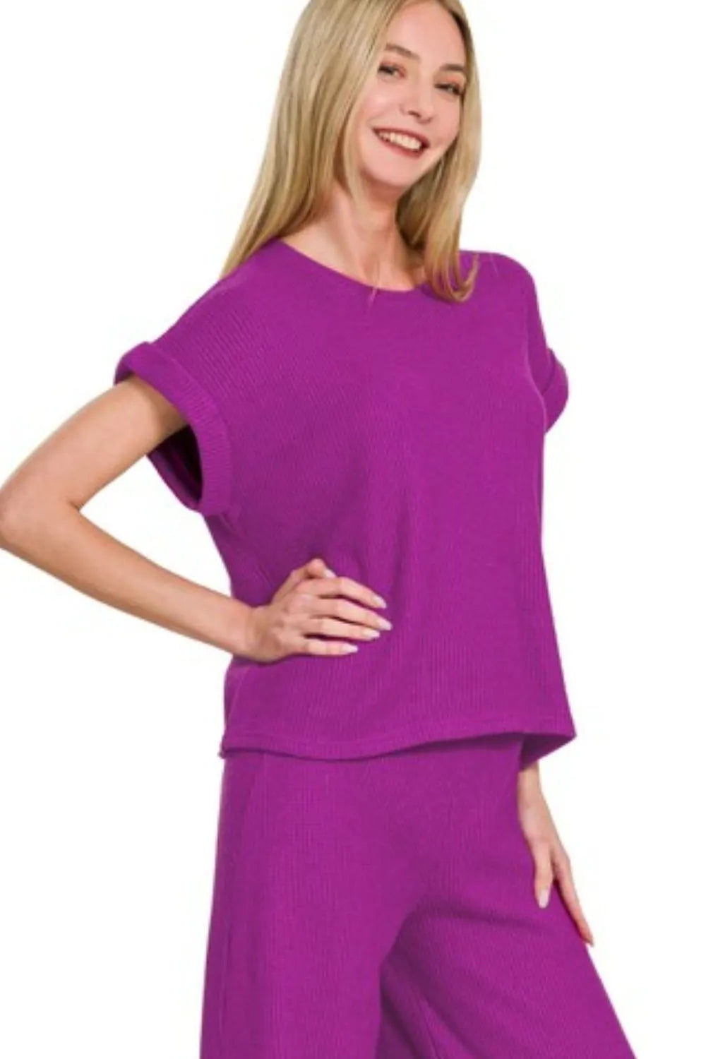 Zenana Rolled Sleeve Top and Pants Sweater Set f81a8457-5b2b-4d8f-8299-83b71f76c7bf-Max-Origin
