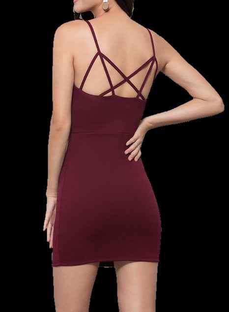 Juniors Tight Party Dress With Strappy Back f81aa10c-2835-499f-8e8c-c8b1dd54bd19