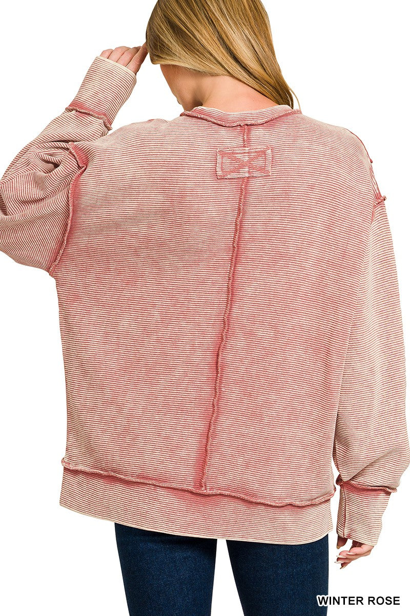 Zenana Acid Washed Double Ribbed Exposed-Seam Sweatshirt f81ff5aa61b24dab8cbb0a3cfb783601-Max