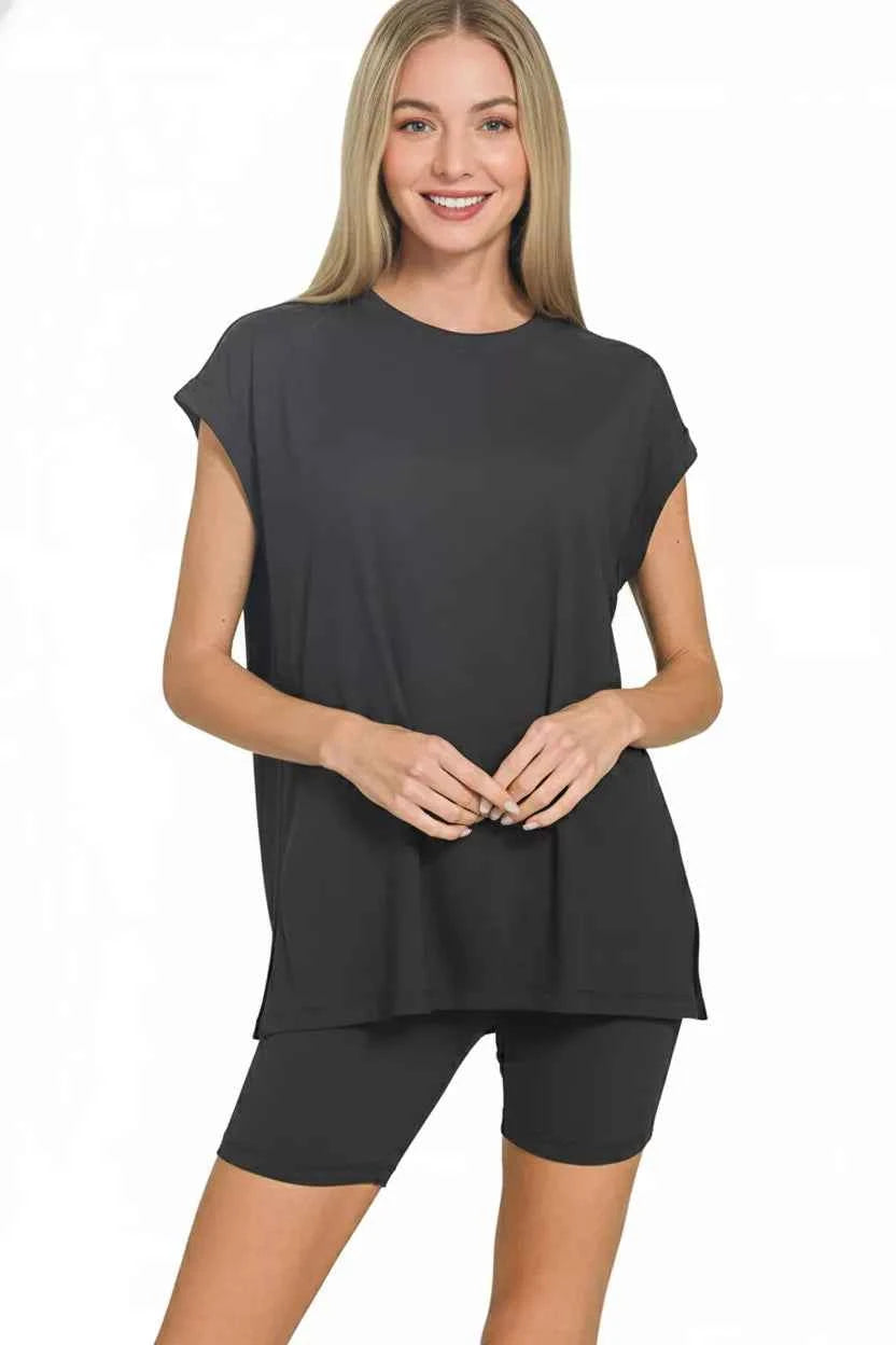 Zenana Brushed Dty Microfiber Top & Biker Shorts f8296ddd-e20d-41af-ad0e-84f5947544b9-Max-Origin