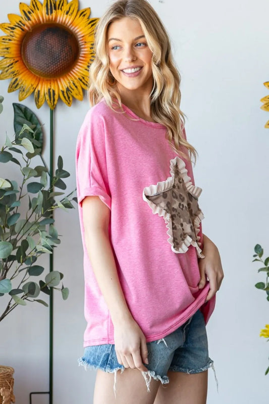 Leopard Star Patch Short Sleeve T-Shirt f8311b78-f7fe-4586-b481-145c5ae248d2-Max