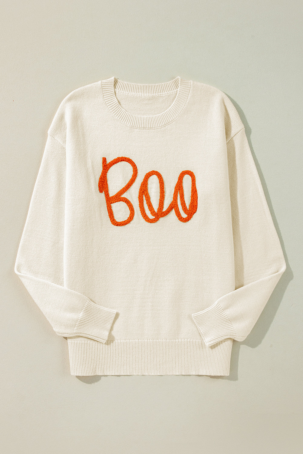Orange Halloween Boo Drop Shoulder Knit Sweater f83162df9a6d3025