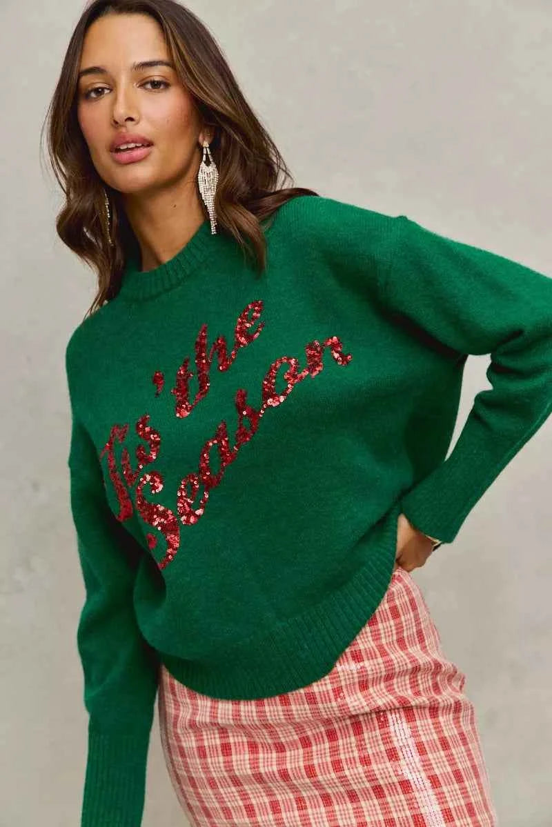 SO ME Sequins Lettering Christmas Holiday Sweater f83c963682234200ac5d4e06121a2a39-Max-Origin