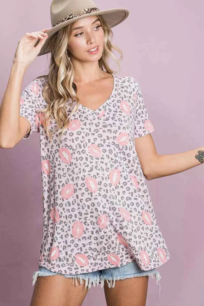BiBi Leopard Lips Print Top V Neck Top f83dd4ea59bf4f8a816ce027ea9a6a37-Max-Origin