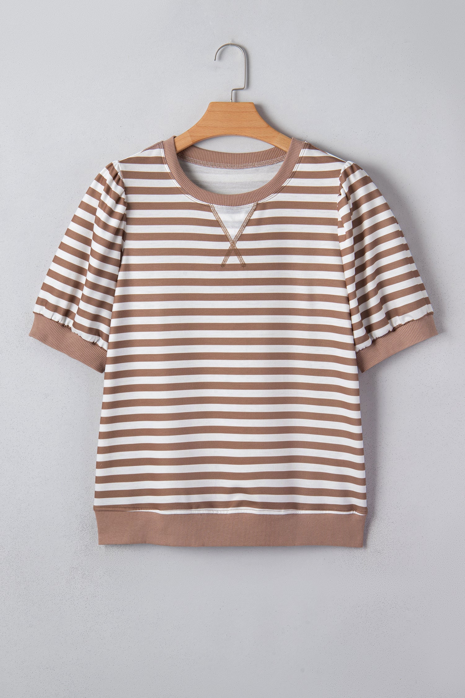 Orange Stripe Short Bubble Sleeve T Shirt f8545f7ca4929ecc