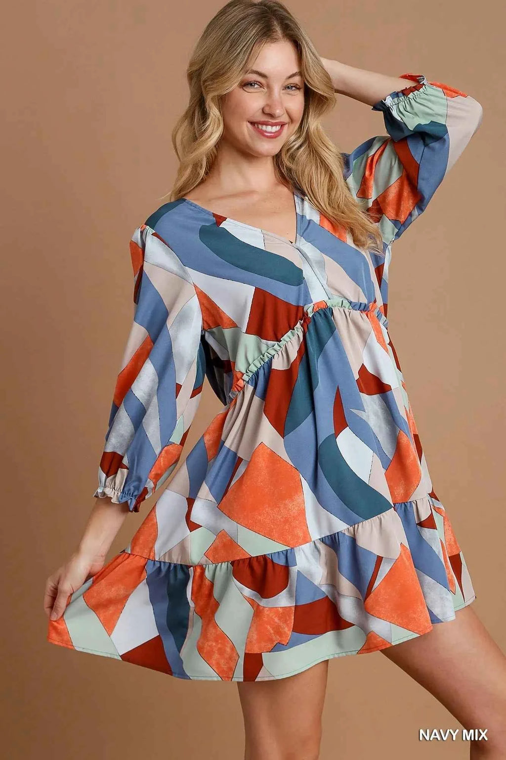 Umgee Abstract V-Neck Tiered Printed Dress f85d9091-477d-46e0-ac32-94eba09ada70-Max-Origin