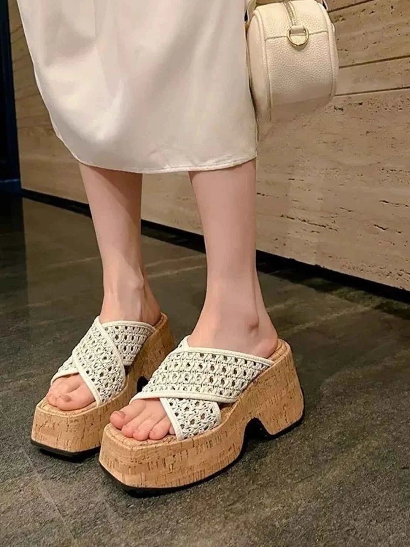 Hollow Out Mesh Platform Sandals Beige f863ade68de442e68691f0a2fa8740a5-Max-Origin