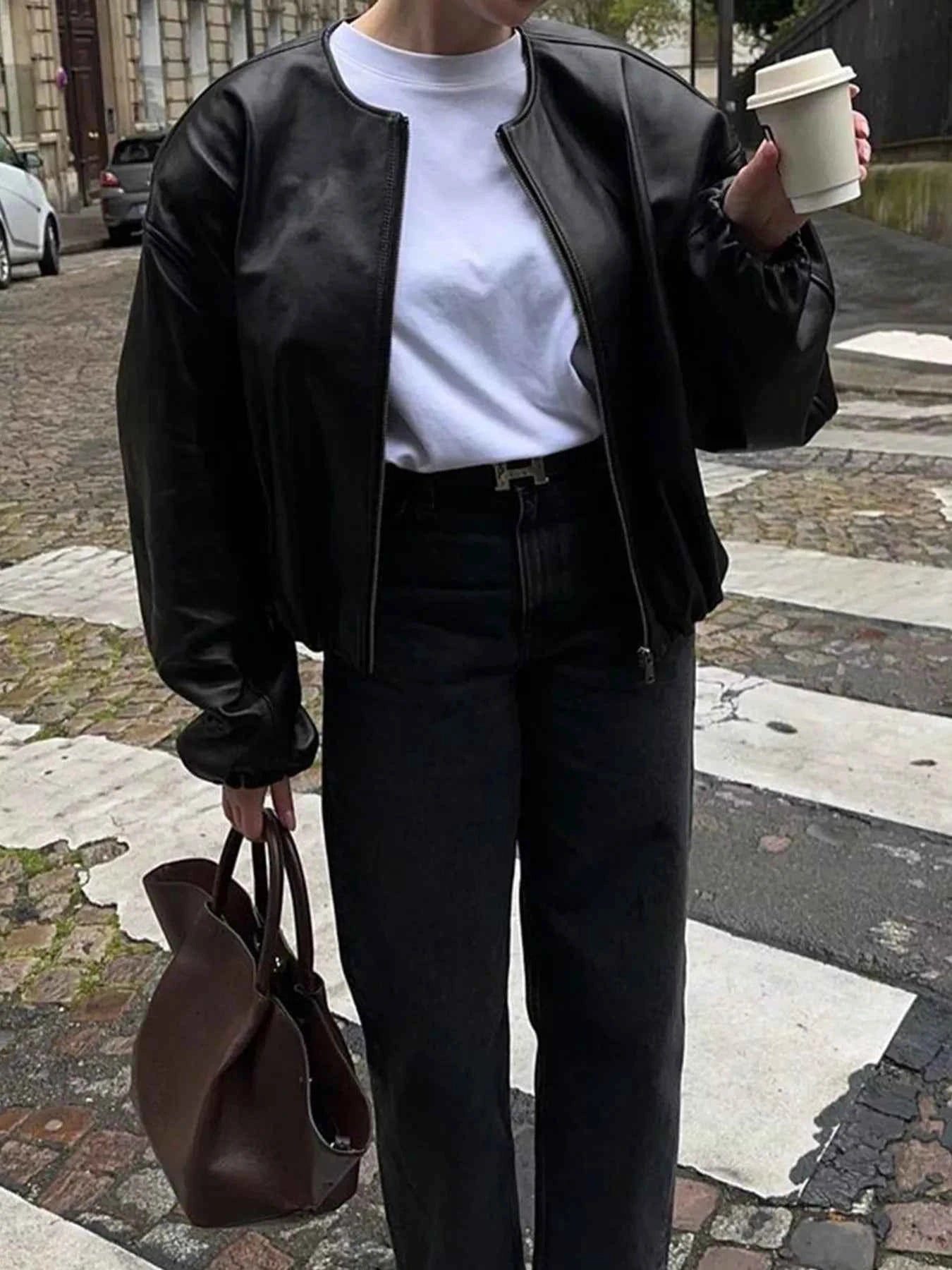 Zip Up Leather Bomber Jacket Black f86ec20487fe47db8b3794f812b0dd29-Max-Origin