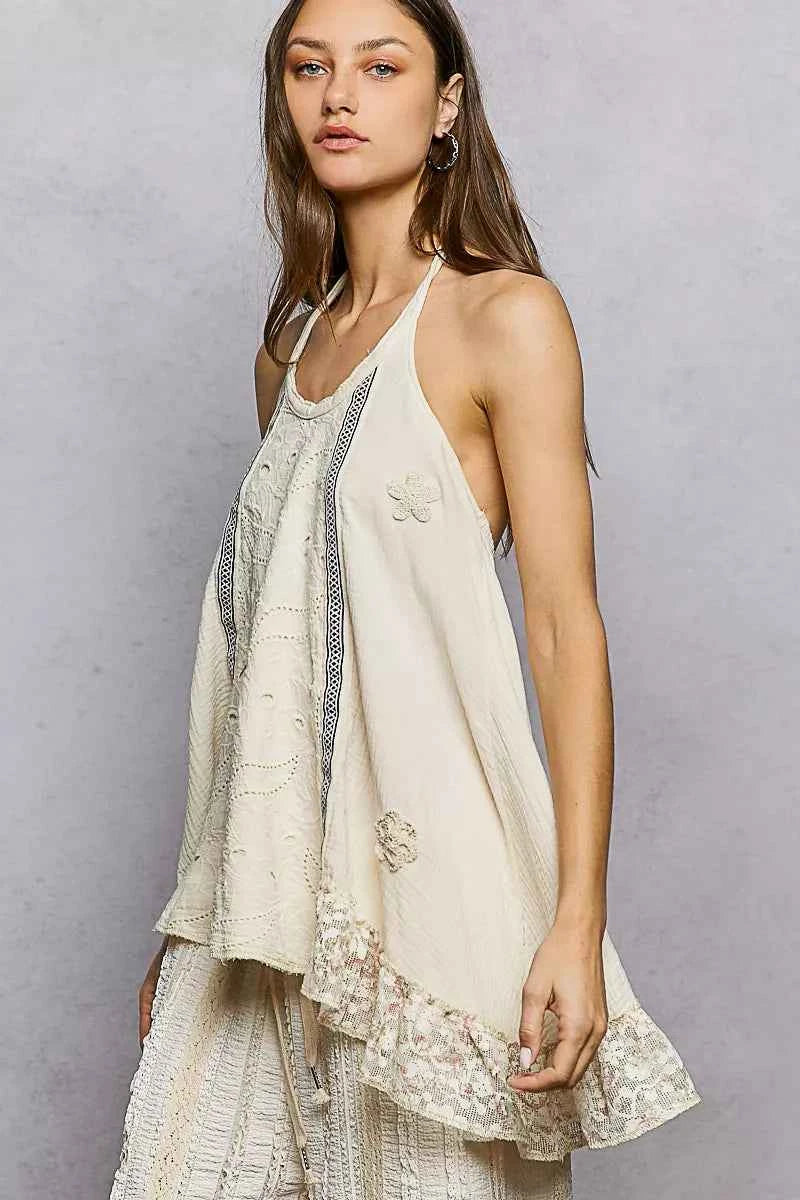 POL Lace Ruffle Halter Neck Cami f8735c4c-8c78-4e65-9c4c-9fb983aa5371-Max-Origin