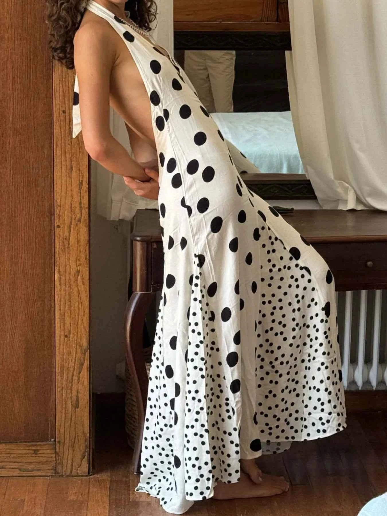 Backless Halter Neck Polka Dot Maxi Dress f8778387-bbaf-47fb-8f16-2da18297ada8-Max-Origin