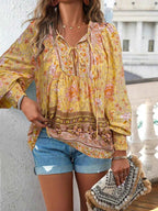 Floral Print Tie Neck Bohemian Blouse f8790d76-4ca2-4bbc-9f24-a7b8c4634fbf-Max-Origin