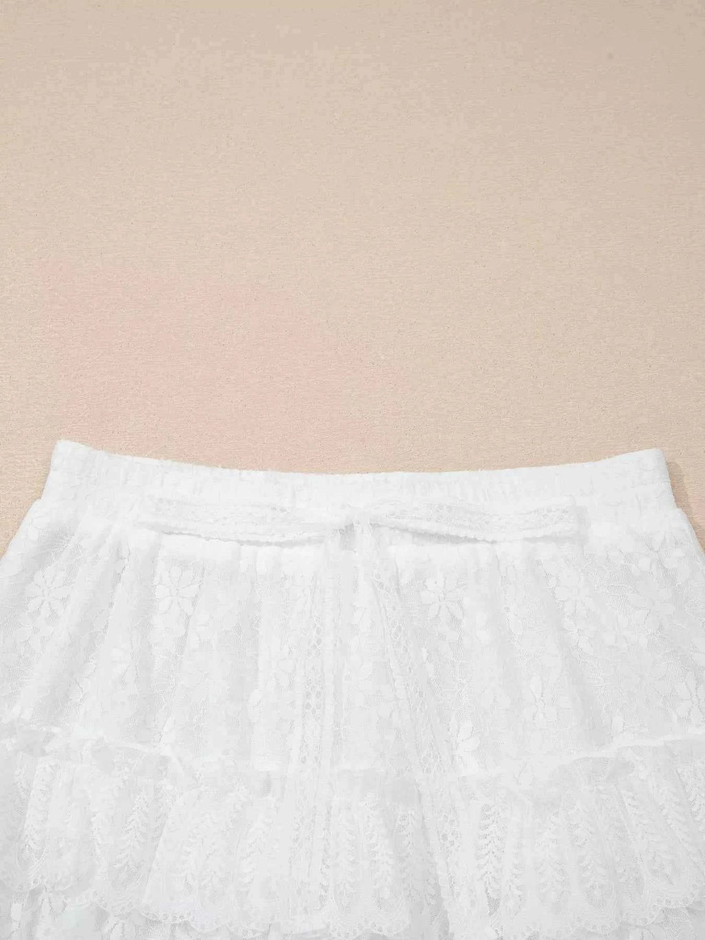 Lace Ruffle Tiered Drawstring Elastic Waist Shorts f87e1a1d1e2f4b588a01452d7be8a0ee-Max-Origin