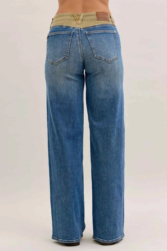MR Column Straight Jeans with Corduroy Waist f8855849-e92c-4ac5-a962-fb0494d71657-Max-Origin