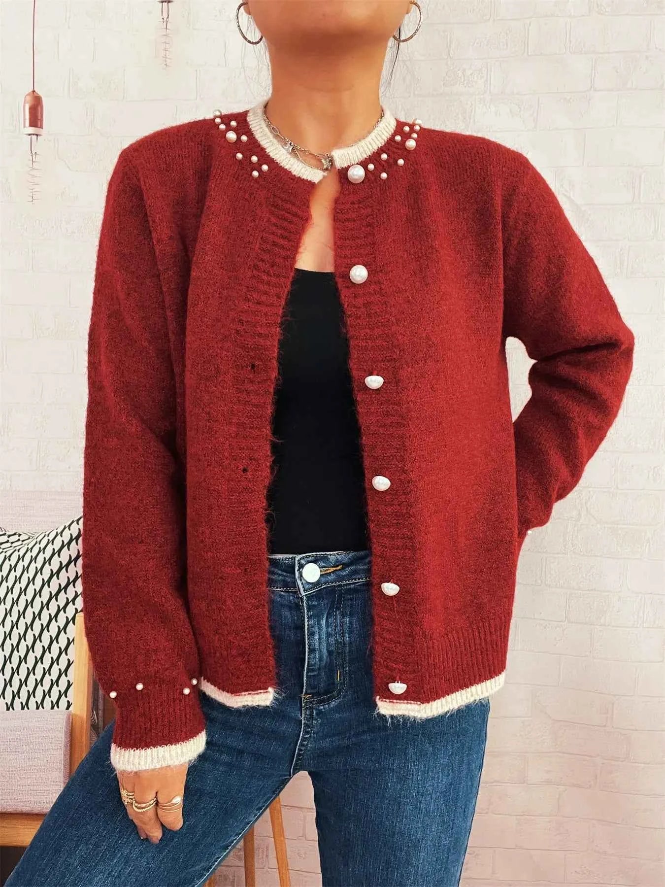 Pearl Embellished Button-Front Cardigan f893eaee563c4742ac5d8852f699d131-Max-Origin