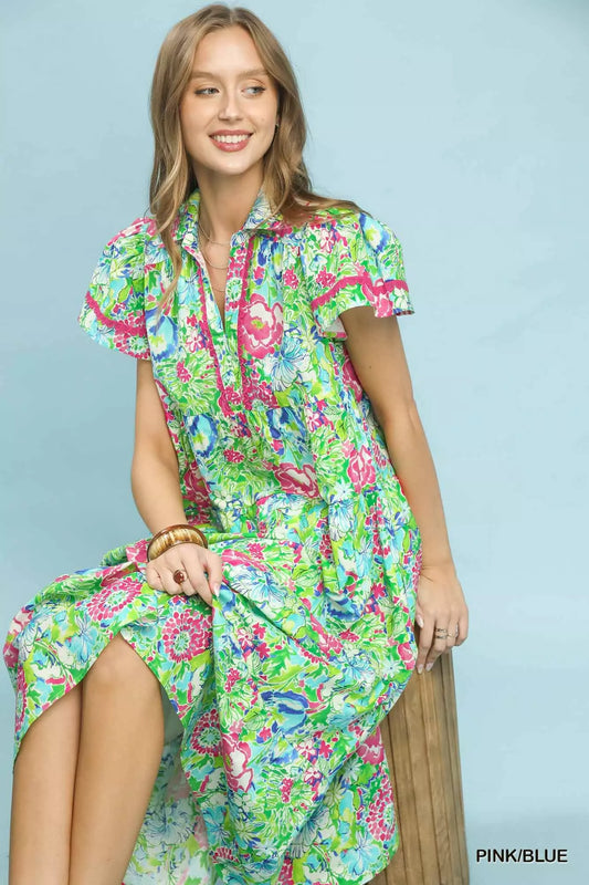 Bold Mixed Floral Tiered Midi Dress f896d21a-c35f-46ec-8727-61fb74b0570b-Max-Origin