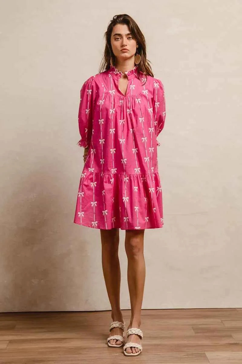BiBi Ribbon Patterns With Scallops Edge Details Short Sleeve Dress f898d5889cfa448cbf3e443d13a3e7d8-Max-Origin