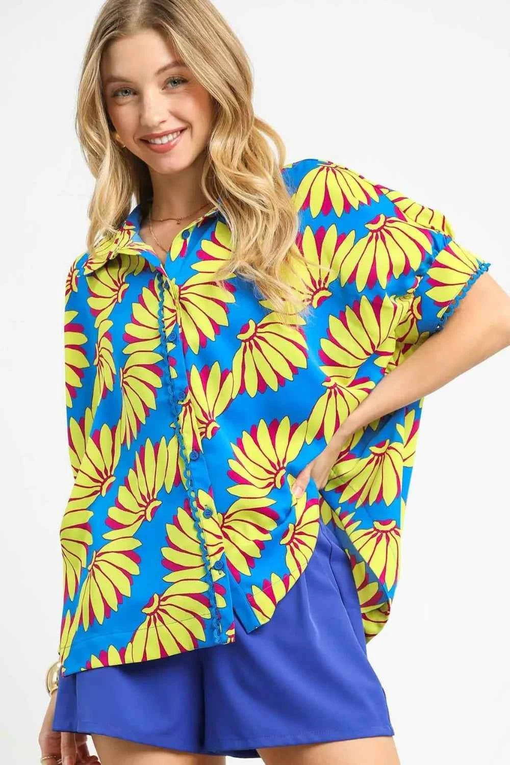 Umgee Printed Button-Up Relaxed Shirt Sky Blue f89d93df-ff71-41fb-a604-99117c6e6dfd-Max-Origin