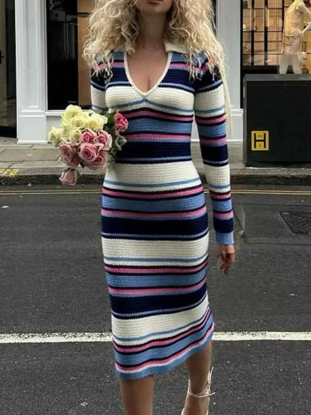 Striped Knitted Bodycon Sweater Dress f8aa4f8c-f2bd-43a5-b0c5-0fe6871e58c9-Max-Origin