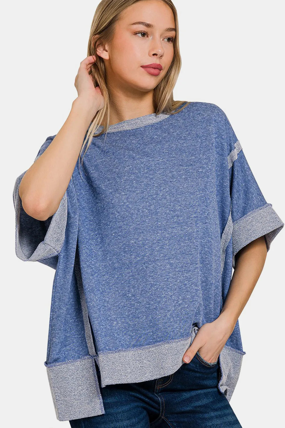 Zenana Contrast Trim Drop Shoulder T-Shirt f8b20807-0dc4-4c98-a534-de9846c70301-Max