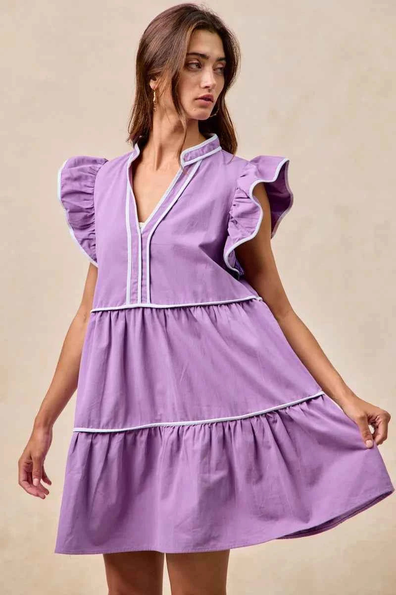 BiBi Gameday Theme Contrast Binding Ruffled Dress f8b39e1fa7be4cd09201720c811dd71d-Max-Origin