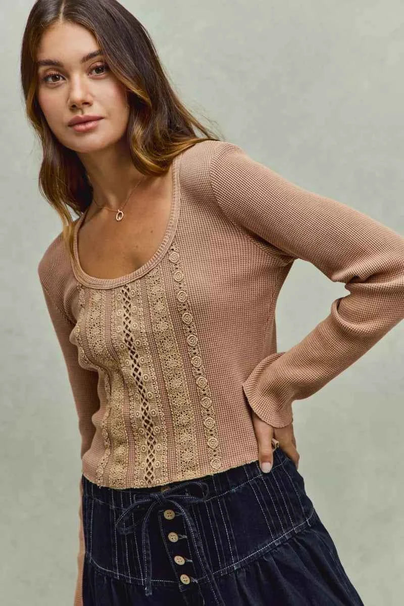 SO ME Vintage Washed Lace Crop Thermal Washed Knit Top f8b410617db04e3c95e1c1e1690e0ef9-Max-Origin