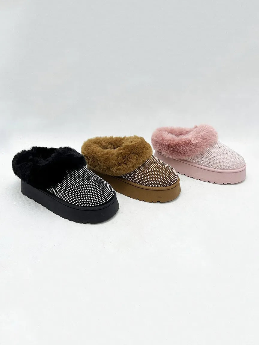 WILD DIVA Embellished Faux Fur Platform Booties f8c92e63-40b8-4ac9-b18d-2dad6ebc268a-Max