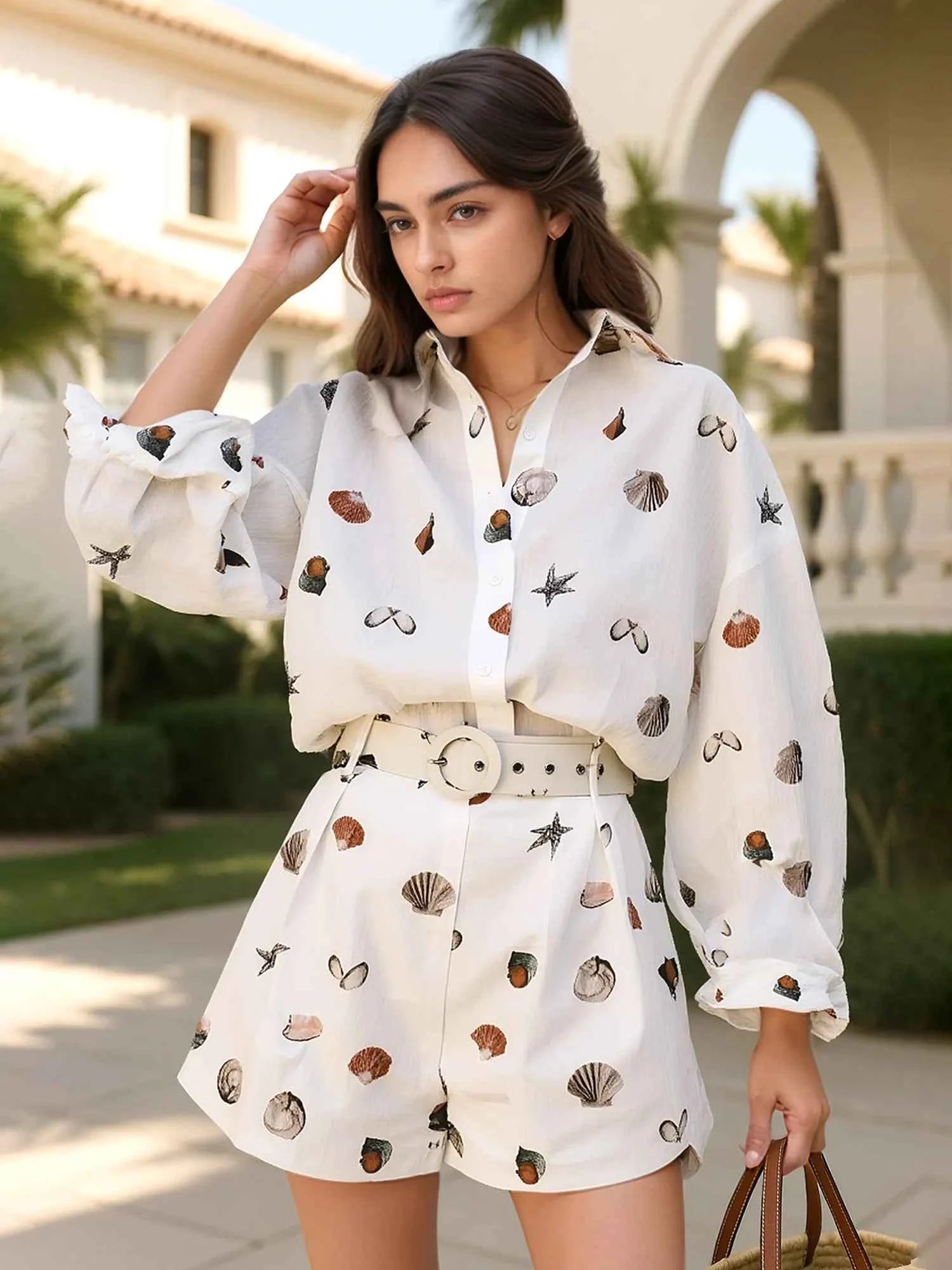 Printed Button Up Shirt and Shorts Set White f8ce83d2-0fd0-4d05-8fde-0d5c40359972-Max-Origin