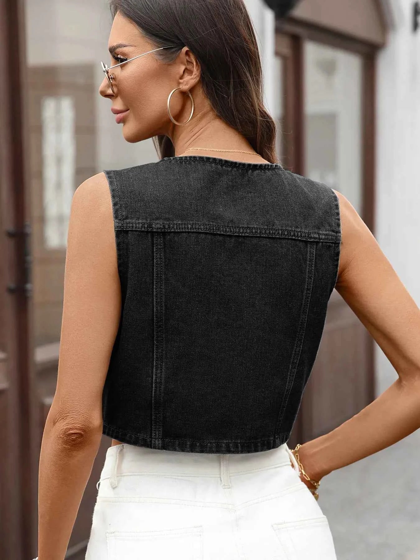 Button Up Sleeveless Denim Vest f8d4ccf7d1d64f279b482506e83bbd3e-Max-Origin