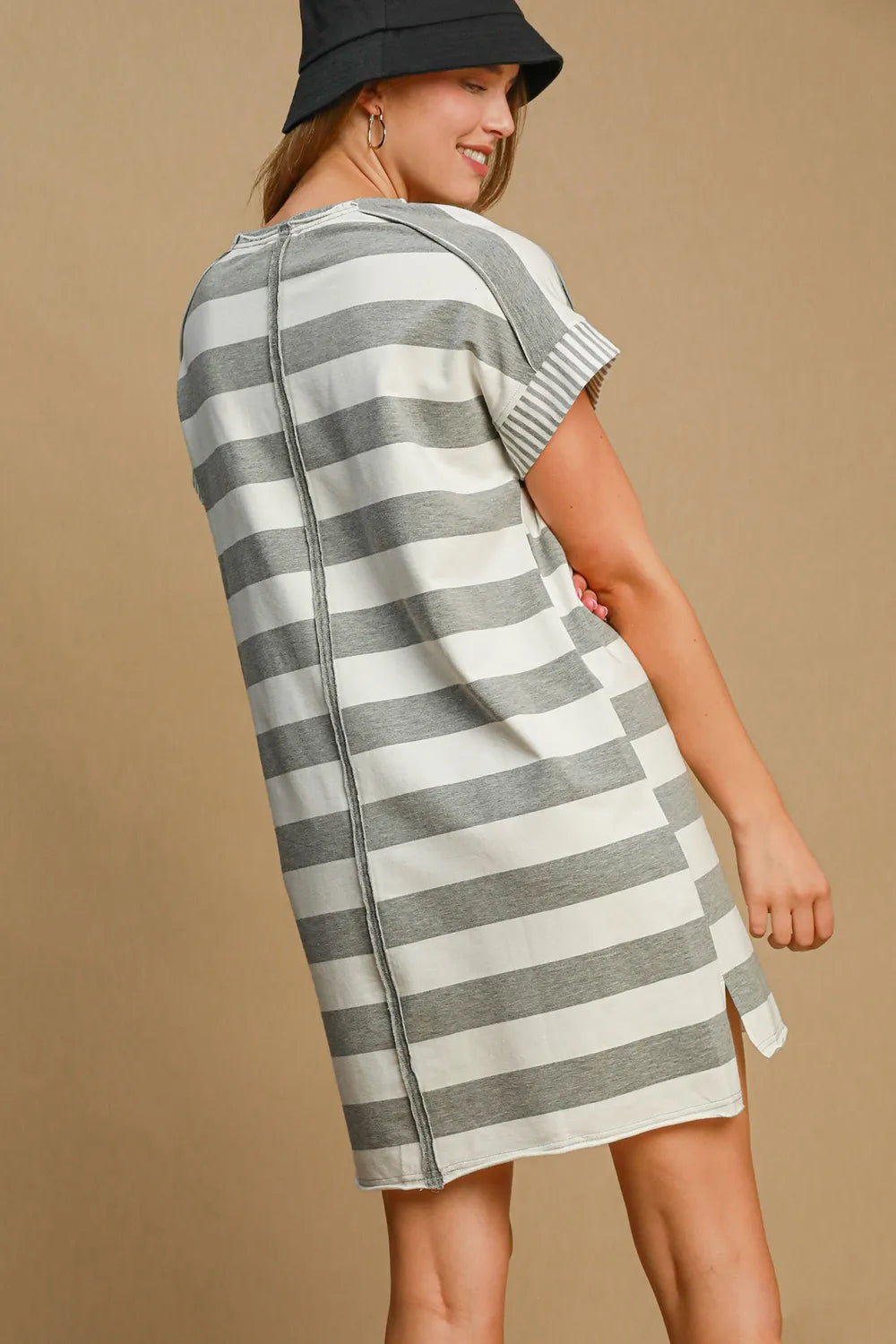 Umgee Peace Applique Striped Short Sleeve Mini Dress f8d5ce58-7028-4e74-9cbc-0439da6dfd5f-Max