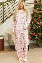 Claus Striped Print Loose Fit Two Piece Lounge Set Pink f8e2f80f-7d5f-4a0d-9739-31495490bed7