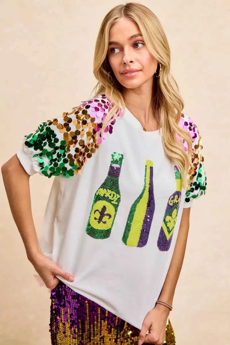 BiBi Sequin Mardi Gras Bottles Spangled Sleeve Top f8fd196a87ba44ccaf63fbb06445821f-Max-Origin