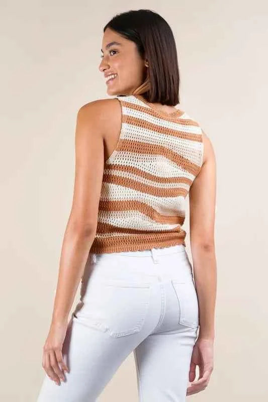 VERY J Multi Color Stripe Knit Crop Tank f91601fdd12d4ebda6ad5f884459de36-Max-Origin