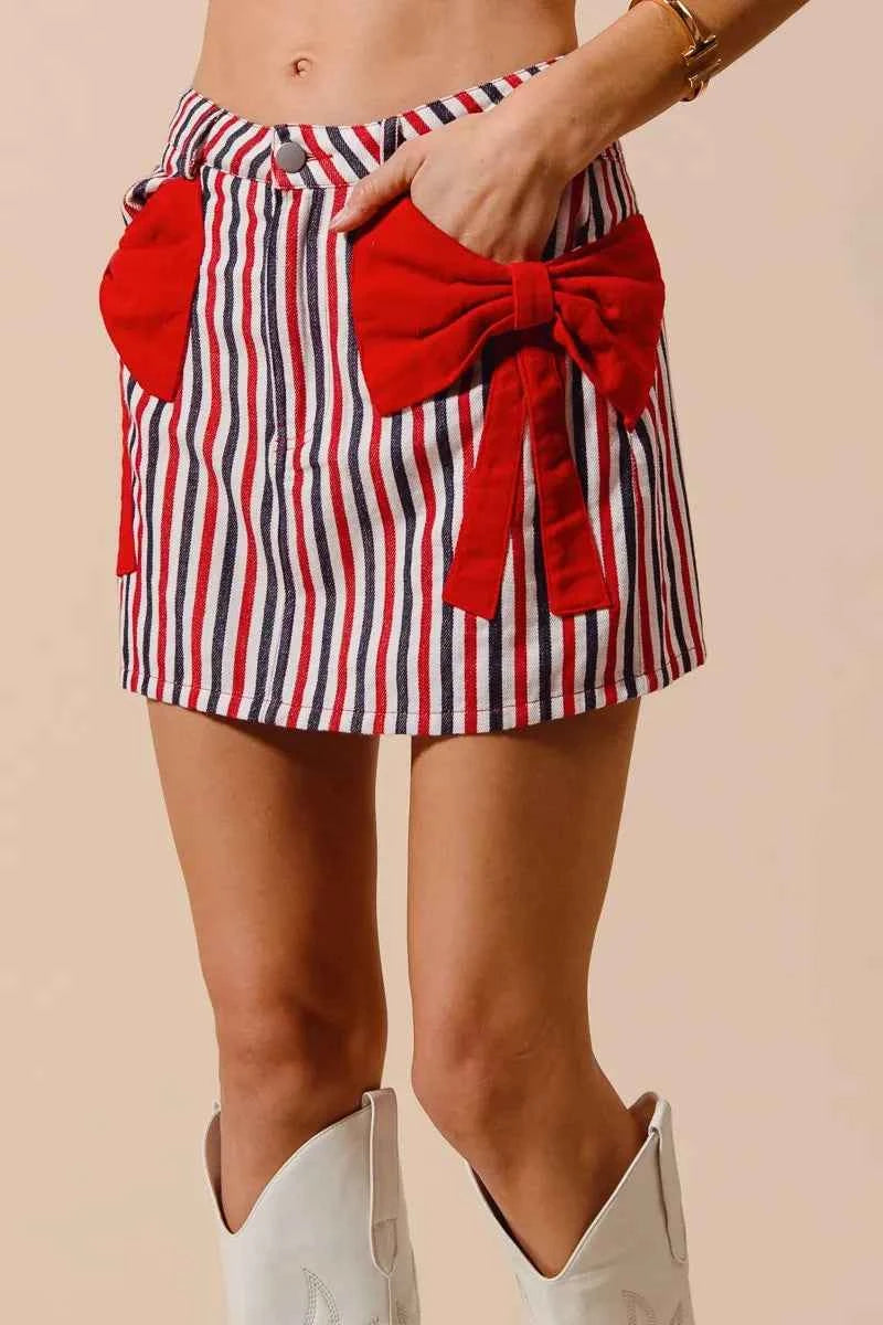 SO ME Contrast Bow Knot Pocket Fourth Of July Denim Skirt RED f920701fd6c441008dc918a25cbc726c-Max-Origin