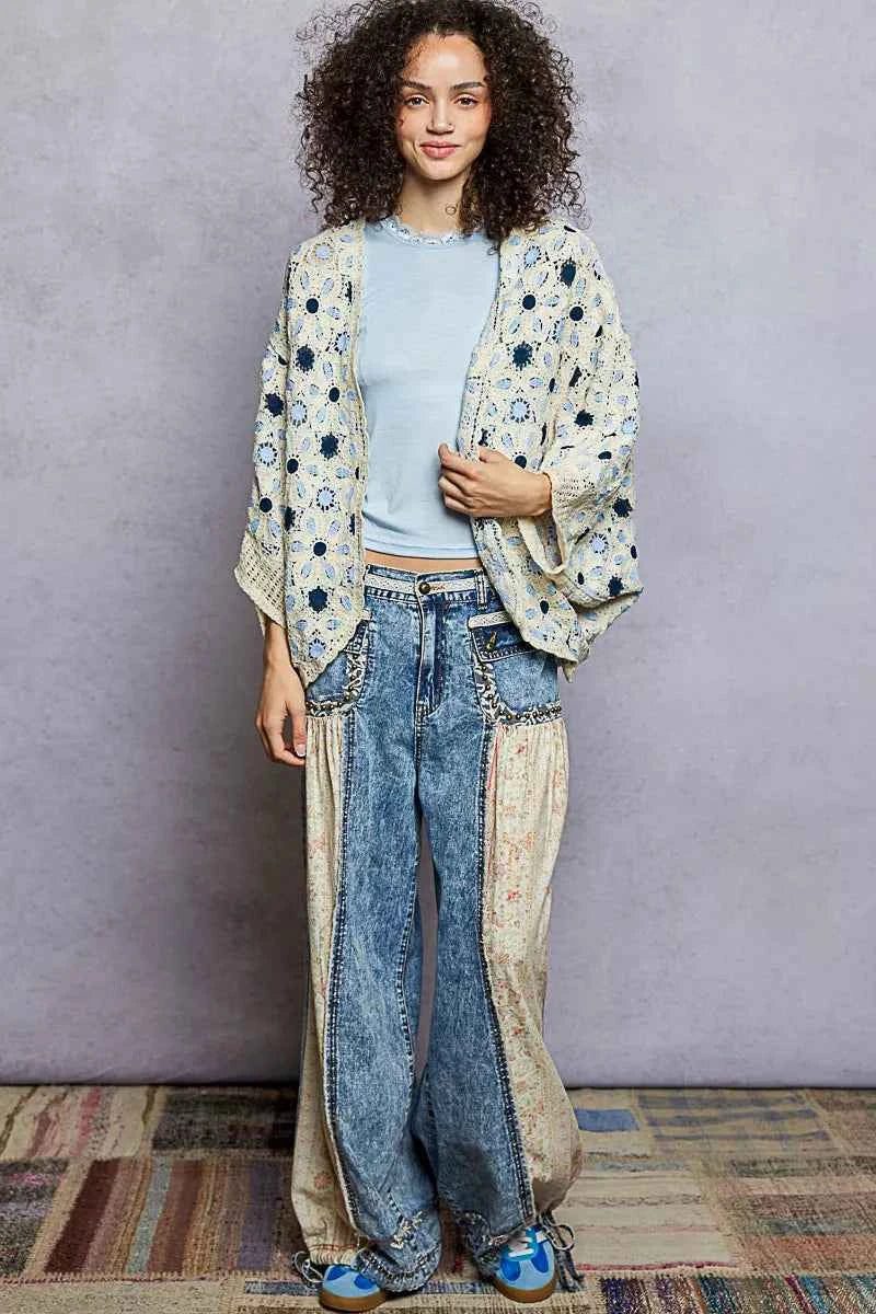 POL Open Front Floral Pattern Crochet Cardigan f92346c1-2801-4258-a54c-505970005f3c-Max-Origin