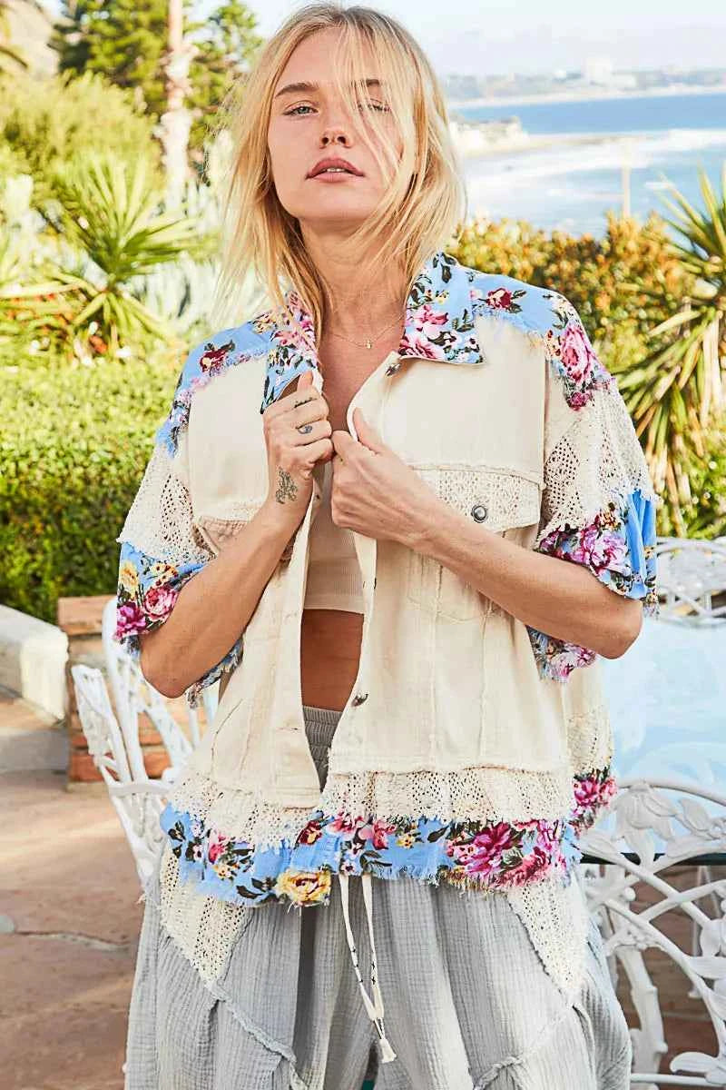 POL Lace Patch Floral Half Sleeve Shacket OATMILK MULTI f92a400c-6ae3-4e81-8252-1f06978cc496-Max-Origin
