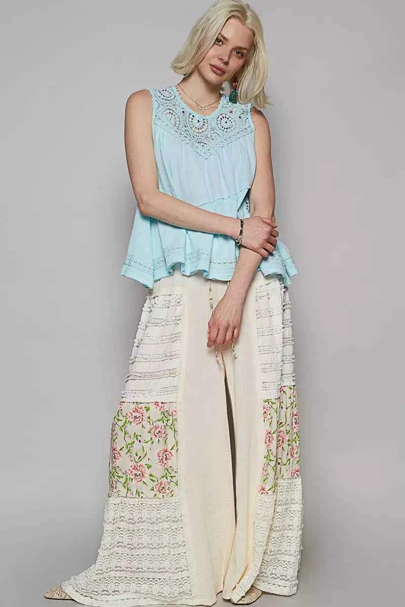 POL Round Neck Sleeveless Top with Crochet Contrast f92c37bb-22e3-408a-a3c6-750159451734-Max-Origin