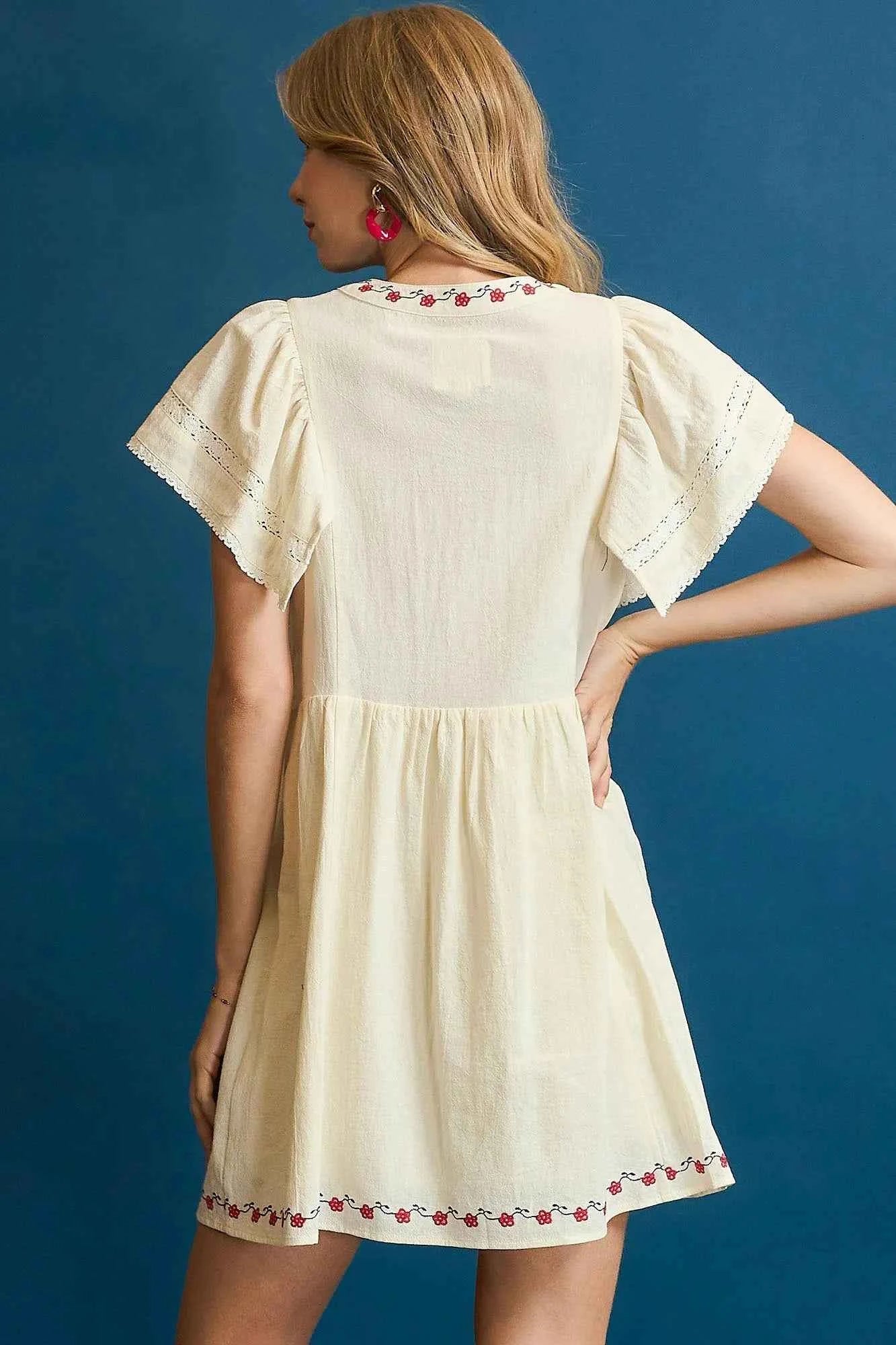 Umgee Embroidered Floral Flutter Sleeve Mini Dress f932e711-c9b1-4eb7-a002-53efe5afa7e3-Max-Origin