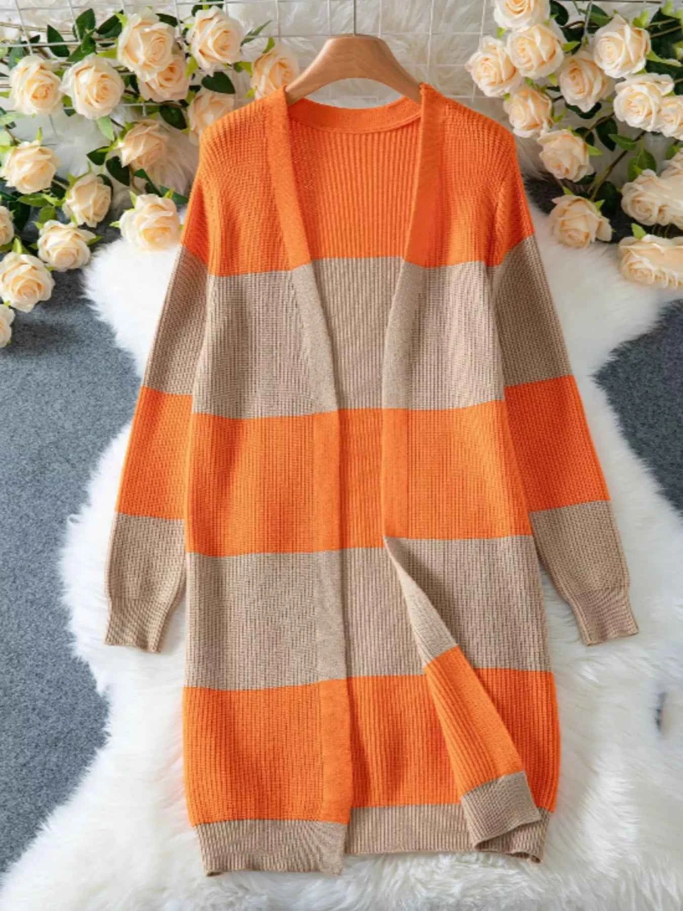 Color Block Open Front Knit Cardigan f935e160845e45f89f661d8c72314b54-Max-Origin