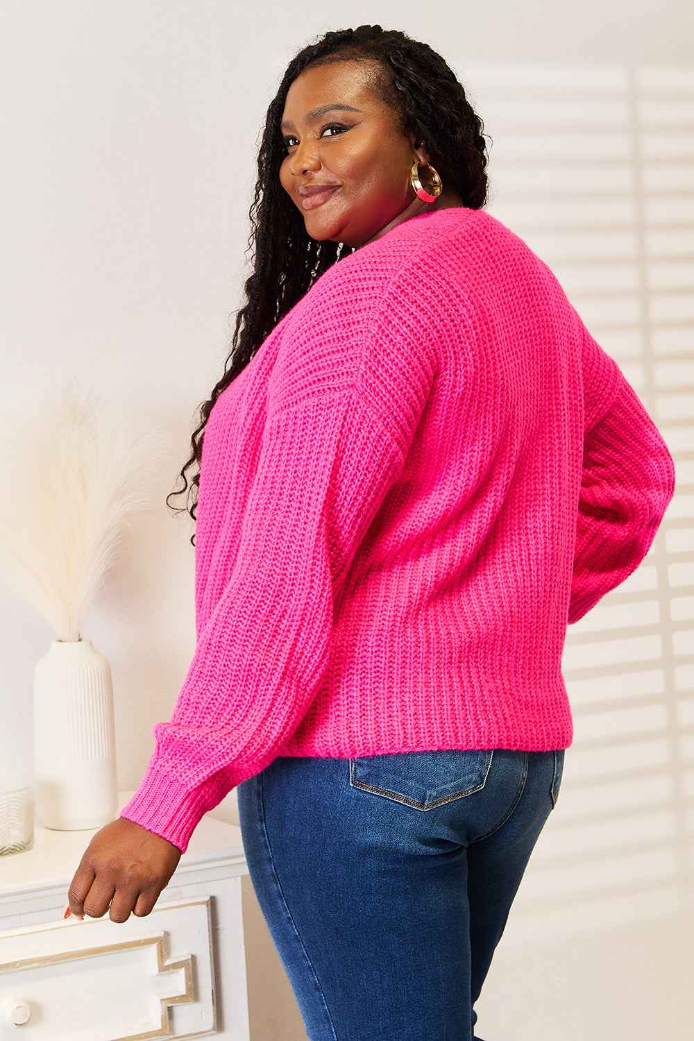 Woven Right Rib-Knit Open Front Drop Shoulder Cardigan f946509bd64c46f49fffceb566456ceb-Max