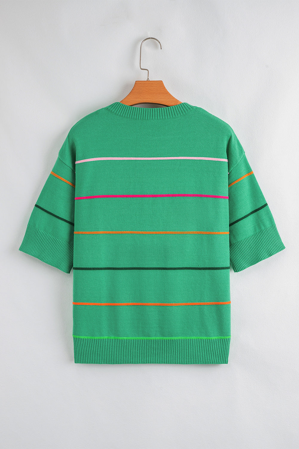 Orchid Petal Striped Half Sleeve Drop Shoulder Sweater f94d5d2e165cf71f