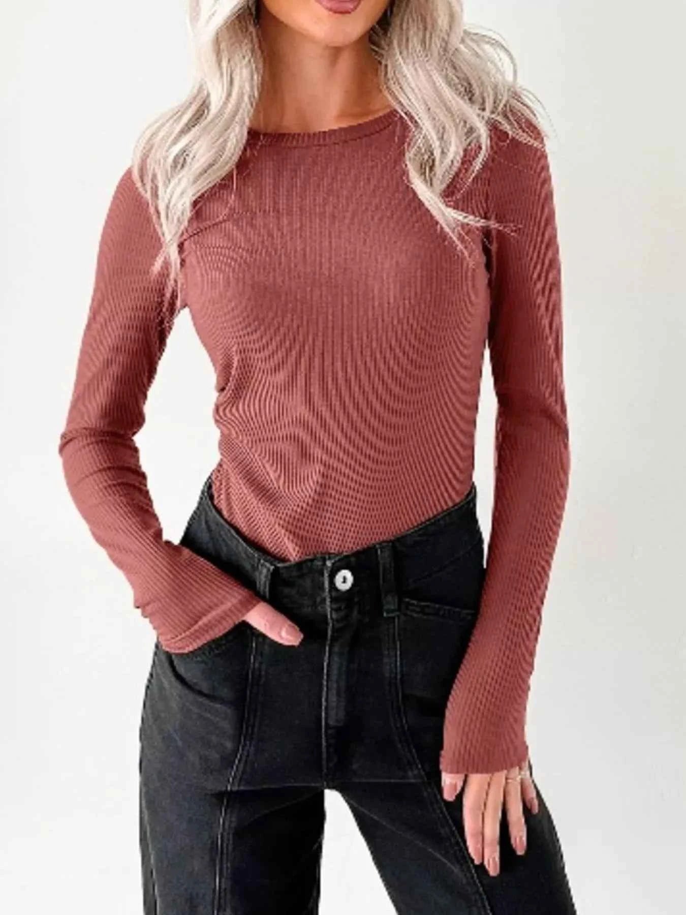 Ribbed Long Sleeve Fitted Bodysuit f9511033-f845-460a-8b86-21a60a227c28-Max-Origin